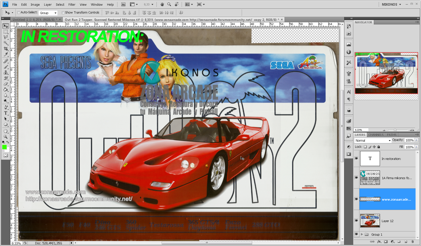 Arcade Artwork "OUT RUN 2 TOPPER" scanned 600 dpi In restoration